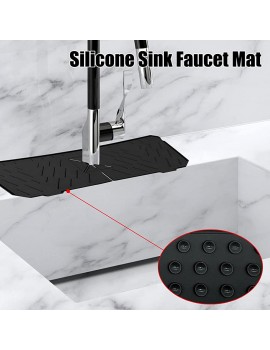 chuty Silicone Faucet Water Catcher Mat | Silicone Faucet Water Catcher Mat Sink Faucet Handle Drip Pad Kitchen Sink Accessories Black Grey - B0B2HXQFCKI