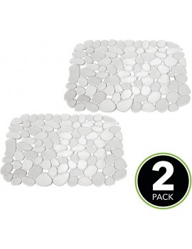mDesign Set of 2 Pebbles Kitchen Sink Protectors – Kitchen Sink Accessories – Protective Plastic Sink Mats Designed to Safeguard Your Dishes and Glasses from Scratches and Damage – Clear - B071QXXFHWS