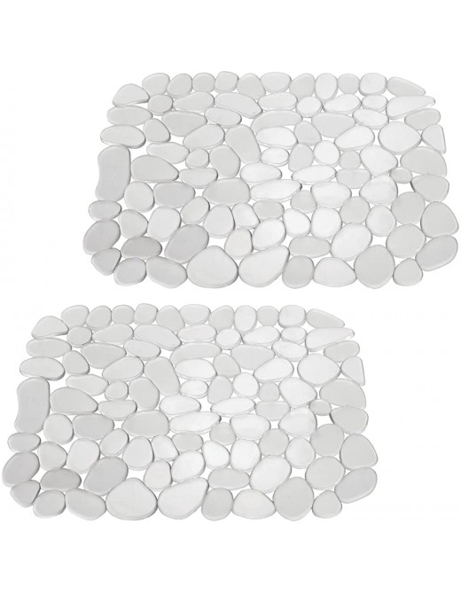 mDesign Set of 2 Pebbles Kitchen Sink Protectors – Kitchen Sink Accessories – Protective Plastic Sink Mats Designed to Safeguard Your Dishes and Glasses from Scratches and Damage – Clear - B071QXXFHWS