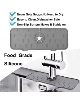 Silicone Faucet Mat for Kitchen Sink Splash Guard Bathroom Faucet Water Catcher Mat Sink Draining Pad Behind Faucet Silicone Kitchen Sink Organizer Tray - B09ZLDGRGLP