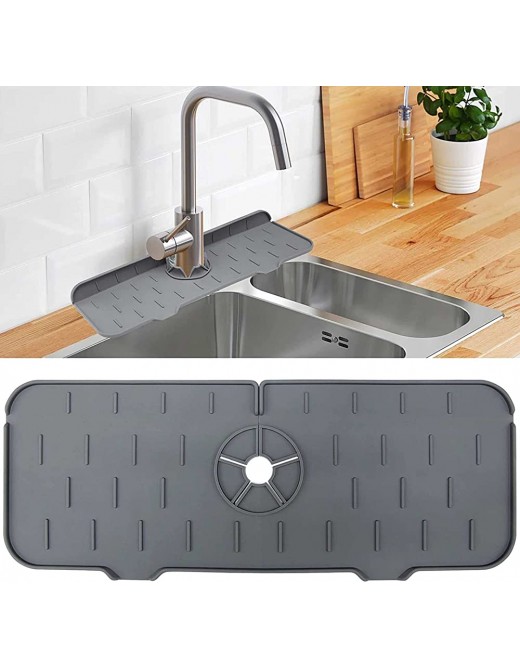 Silicone Sink Faucet Mat Silicone Faucet Mat Tray for Kitchen Sink Splash Guard Water Catcher Pads Countertop Drip Protector Mat for Bathroom - B0B2PM2SYLH
