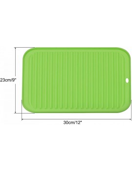 sourcing map Silicone Dish Drying Mat 12" x 9" Reusable Sink Drain Pad Heat Resistant Non-Slipping Suitable for Kitchen Counter Fridge Drawer Green - B09XQXWL87L