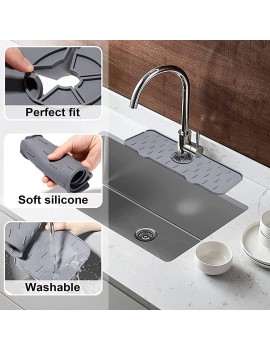Volkmi 2PCS Silicone Faucet Splash Catcher Drying Mat Faucet Handle Drip Catcher Tray Sink Splash Guard for Kitchen & Bathroom Sink Draining Mat Behind Faucet for Farmhouse RV White - B09YNK77HHM