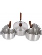 3 Piece 16cm 18cm & 21cm Aluminum Saucepans Sets Cooking Pots Set with Lid and Wooden Handle Cookware Set - B099Q3V3ZLY