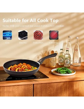 CASART 16 Pieces Cookware Set Non Stick Pots and Pans Set with Glass Lid and Handle Home Kitchenware Set for Induction Cooker Gas Electric Stove - B093K2H4YZJ