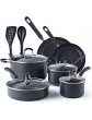 Cook N Home 02597 12-Piece Nonstick Hard Anodized Cookware Set Black Aluminum - B07GF8XWWLY