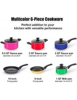 COOKSMARK 15-Piece Aluminium Non-Stick Coating Dishwasher-Safe cookware Cooking Set pots Pans Set,Colourful Sets Red Yellow Green Orange Blue,14cm 18cm 20cm 24cm 0.9L 1.9L 2.8L 5L,_SML - B01FFL30FAT