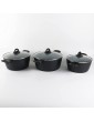 FORGECROSS Black & Grey Marble Forged Pressed Aluminium Non Stick Induction Safe Cooking Pots Pans Saucepans Cookware 3 Pcs Casserole Set - B09N9Z1SKXX
