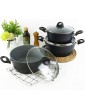 FORGECROSS Black & Grey Marble Forged Pressed Aluminium Non Stick Induction Safe Cooking Pots Pans Saucepans Cookware 3 Pcs Casserole Set - B09N9Z1SKXX