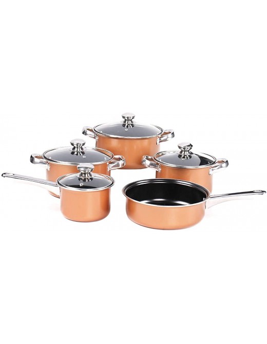 Gr8 Home 9 Piece Copper Cookware Milk Frying Pan Saucepan Casserole Pot Kitchen Cookware Set - B08DY9YWW4T