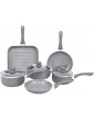 Gr8 Home Induction Aluminium 9 Piece Non Stick Grey Marble Effect Frying Saucepan Grill Pan Pot Set Kitchen Cookware Kit Improved Design All Pans Induction - B07ZVWPTDYK