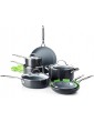 GreenPan Valencia Pro Non-Stick Cookware Set 15 Piece PFAS Free Grey - B071HVQL76F