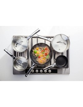 Kaufmann Sienna 5-Piece Set Stainless Steel Pans K0C1 20cm 18cm and 16cm Saucepans with Lids 14cm Milk Pan and 26cm Frying Pan Oven Safe Induction Ready 5 Year Guarantee - B07B33MJ4SI