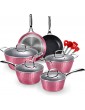 LovoIn 14 pcs Cookwares Pots and Pans Set Has a Non-Stick Durable and Anti-Scalding Surface New Version of Hammer Fryer Induction Dishwasher Oven Stovetop - B08HZ314KXZ