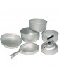 Mil-Tec Cooking Set Aluminium 3 Pots Pan Teapot Kettle Silver 20.5 x 10.5 cm 19 x 8.5 cm 17 x 8.5 cm - B0013XV69MZ