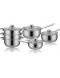 New 6pcs Cookware Steamer Set Saucepan Pan Pot Kitchen Cook Sauce Stainless Steel - B09G72N2M1O
