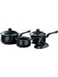 Premier Housewares Black Non stick Steel Cookware Set of Pans and Pots for Cooking in Kitchen Stainless Steel Kitchen Set Stainless Steel 3 Pieces - B001QGIJ0KQ