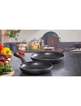 Pro-Chef CKW1849GE 2PC Aluminium Fry Pan Set with Soft Grip Handle and Knobs Inside 2 Layer Pfluon Outside High Temp Coating and Pressed Induction Base 24cm 28cm-Black - B07RQTN5KVK
