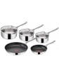 Tefal Jamie Oliver Cook's Direct Stainless Steel Frying Pan 5 Piece Cookware Set Non-Stick Coating Heat Indicator Riveted Safe-Grip Handle Induction Hob Compatible E304S244 - B08TX7L71PN