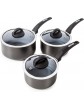Tower T80302 Cerasure Non Stick Induction Saucepans Sets With Lids Stay Cool Handles Graphite 3 Piece Set 16 18 20 cm - B00NSKW4OOP