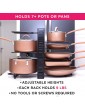 Adjustable Pan Organizer and Pot Rack with 8 Tiers Rustproof Kitchen Cabinet Storage Organizer For Heavy Pots Pans and Cookware Display On Counter w 3 Easy DIY Options Vertical Horizontal - B084Q5LNB8G