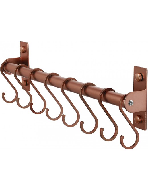 Dseap Pot Rack Pots and Pans Hanging Rack Rail with 8 Hooks Pot Hangers for Kitchen Wall Mounted Antique Copper - B08BFFY1DZW