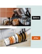 Housolution Pans Organiser Rack With 14 Adjustable Dividers Expandable Pan Lid Holder Plate Organiser Racks for Kitchen Cupboard Black - B094JBXLWMM