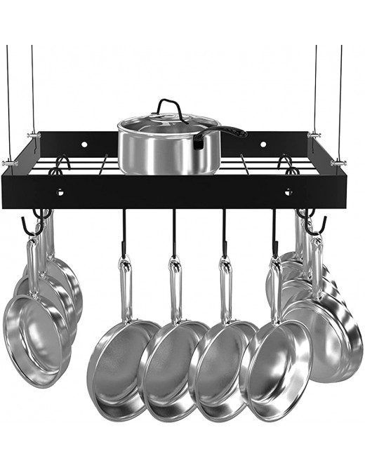 KES Hanging Pan Rack Kitchen Pot Rack Ceiling Pot Shelf Matt Black 40CM Pot and Pan Rack with 10 Hooks KUR219S40-BK - B08CBY1TT9H