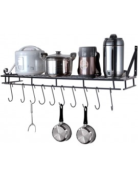 Metal Wall Mount Pot Pan Racks,Saucepan Hanging Rack with 10 Hook Holders Kitchen Storage Rack 90cm - B0B21R9TXBH