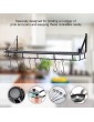 Pipe Style Hanging Rail Metal Wall Mounted Kitchen Pan Rack Metal Wall Mounted Hanging Pots Rack with 10 Hook Holders for Kitchen 90cm - B09889GKYNH