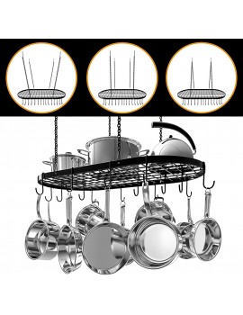 Vdomus pot rack ceiling mount cookware rack hanging hanger organizer with hooks 33 x 17 Inch - B079DQGC43D