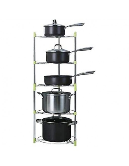 Vision4ever 5 Tier Chrome Kitchen Pot Pan Saucepan Rack Holder Organiser Stand Tidy Shelf Easy To Clean and Use - B09JDHHWR8Q