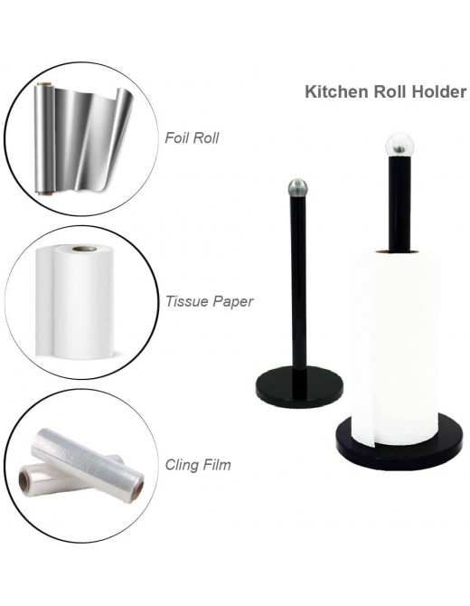 ABRUS® Kitchen Roll Holder | Stainless Steel Paper Towel Holder | Paper Towel Holder Free Standing Black - B09MFV95YSK