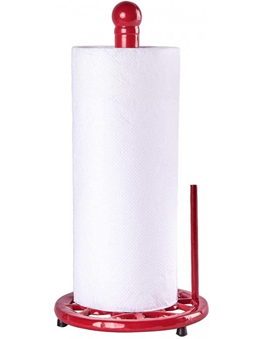 JOGREFUL Decorative Paper Towel Holder Stand Vintage Cast Iron Roll Paper Towel Stand Easy One-Handed Tear for Kitchen Countertop Bathroom Home Decor-Red - B09KL8SCWMG
