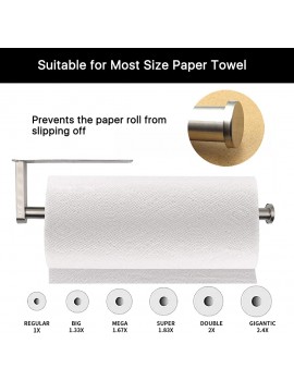 Mczcent Kitchen Roll Holders Self-Adhesive Wall Mounted Under Cabinet Brushed Kitchen Paper Towel Holder Dispenser Stainless Steel No Drilling Tissue Paper Towel Roll Rack Holder for Kitchen Bathroom - B09K7WXDKCI