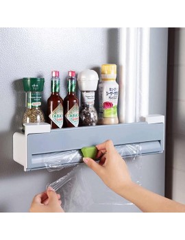 Multifunctional Kitchen Storage Organizer Cling Film Cutter Tin Foils Roll Dispenser Paper Towel Holder Spice Bottle Shelf Rack - B09YHCSFR5I