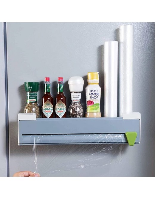 Multifunctional Kitchen Storage Organizer Cling Film Cutter Tin Foils Roll Dispenser Paper Towel Holder Spice Bottle Shelf Rack - B09YHCSFR5I