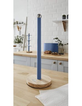 Swan SWKA17511BLUN Nordic Kitchen Roll Towel Pole with Bamboo Base Blue One Size - B08SWPD7YVR