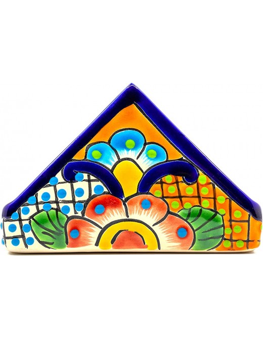 Colorful Napkin Holder Authentic Hand Painted Mexican Pottery Mexican Talavera Servilletero Multicolor - B071YFKG5SR