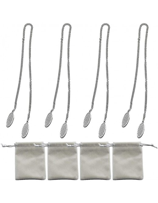 Demason [4 Pcs] 48cm 19inch Stainless Steel Chain Napkin Clips Towel Apron Bibs Chain Metal Napkin Fixing Clip Napkin Holder Napkin Lanyard Neck Strap for Elder Adult Child - B08GRJ84N8J