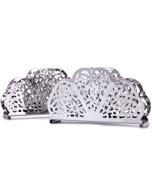 Napkin Holders for Kitchen 2 Pieces Napkin Rack Stand Simplicity Stainless Steel Napkin Holder Vertical Napkin Holder Retro Scalloped for Countertop Dining Table Dining RoomSilver - B09TZQ38BYU