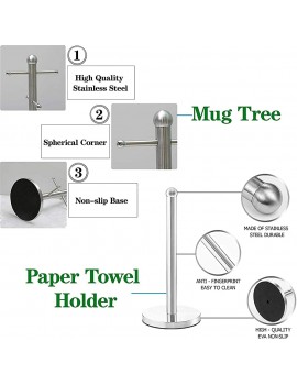 Height 35cm Chrome Stainless Steel Mug Tree Free Standing Towel Holder Set,Holding 6 Cups Mug Tree Kitchen Storage Rack - B09W4GJTNFS