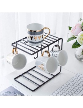 KKgud U-Shaped Mug Holder Shelf Saucer Rack for Porcelain Tea Sets Display Stand for 6 Coffee Cups - B085WSXVJGQ