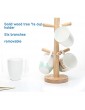 Lmsoed Mug Holder Tree Coffee Mug Tree Holder for Counter Wooden Countertop Mug Tree with 6 Hooks for Countertop Also as Bracelet Jewelry Holder Hair Tie Holder Stand - B0B154QC92E