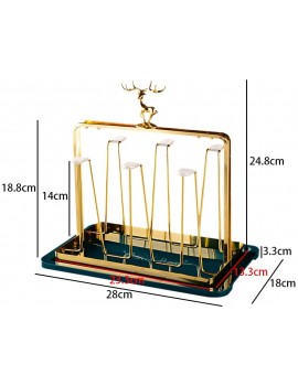 Mlysnd Mug Tree Mug Holder Bottle Drainer Rack 6 Cup Holder Kitchen Metal Water Coffee Mug Tree Stand Rack Hanging Drainer Drying Glass Holder Cup Display Stand with Drain Tray Gold - B09XF2VTJTC