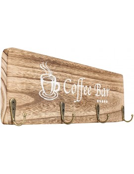 Wall Hanging Coffee Mug Holder,Coffee Cup Rack Wood with 12 Mug Hooks for Home Kitchen Storage and Decorative - B0967VCL81D