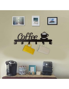Wobekuy Coffee Mug Holder Wall Mounted,Coffee Bar Decor Sign,Coffee Cup Rack Holds,Coffee Sign Mug Hanger,Coffee Mug Rack - B096G4FM98Q