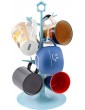 World Backyard 6 Mugs Holder Tree Cups Hanging Stand Blue with Bird & House Sign - B07ZVS1BJNU