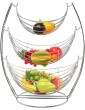 Chrome Silver Hammock Fruit Vegetables Produce Metal Kitchen Swing Basket Rack Display Stand 3 Tier Basket - B084FFW8B5E
