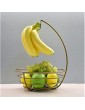 Cratone Banana Holder Metal Fruit Bowl with Banana Hook Fruit Basket Vegetable Basket Fruit Storage 37 cm High Matte Black Gold - B0821GZ36TS
